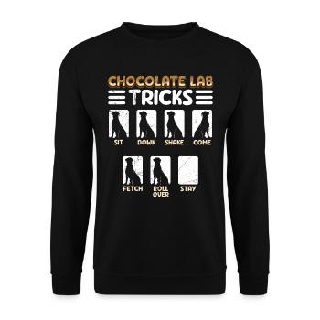 Labrador Drôle CHOCOLATE LAB TRICKS Têtu - Sweat-shirt Unisexe - noir - Devant - Alina (178cm) & Michal (187cm)