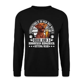 Chien papa BIÈRE ET RHODESIAN RIDGEBACK Drôle - Sweat-shirt Unisexe - noir - Devant - Alina (178cm) & Michal (187cm)