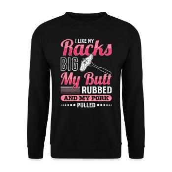 Les amateurs de viande aiment mes racks, gros cul frotté - Sweat-shirt Unisexe - noir - Devant - Alina (178cm) & Michal (187cm)