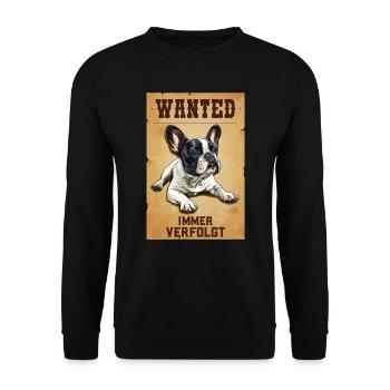 French Bulldog Owner WANTED Funny - Unisex Sweatshirt - black - Front - Alina (178cm) & Michal (187cm)