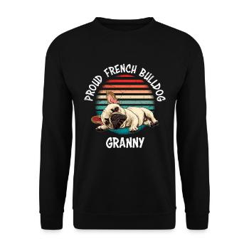 Französische Bulldogge Fière grand-mère bouledogue français - Sweat-shirt Unisexe - noir - Devant - Alina (178cm) & Michal (187cm)