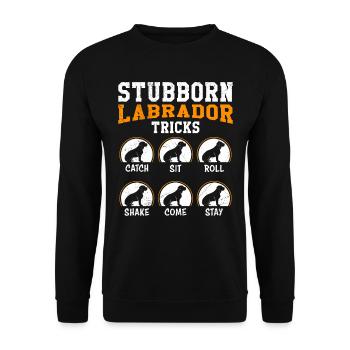 Propriétaire de Labrador ASTUCES DE LABRADOR TÊTU - Sweat-shirt Unisexe - noir - Devant - Alina (178cm) & Michal (187cm)