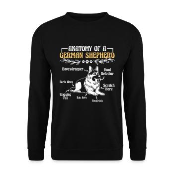 Berger Allemand ANATOMIE D'UN PROPRIÉTAIRE DE BERGER ALLEMAND - Sweat-shirt Unisexe - noir - Devant - Alina (178cm) & Michal (187cm)