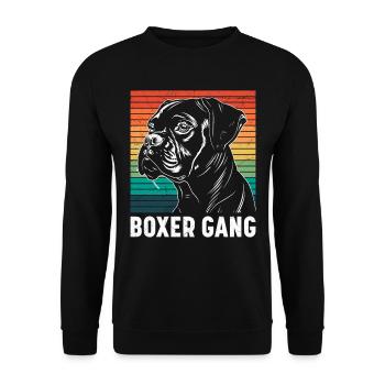 Deutscher Boxer Hundepapa BOXER-BANDE Lustiges - Unisex Pullover - Schwarz - Vorne - Alina (178cm) & Michal (187cm)