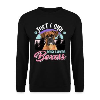 Chien Boxer JUSTE UNE FILLE QUI AIME LES BOXEURS - Sweat-shirt Unisexe - noir - Devant - Alina (178cm) & Michal (187cm)