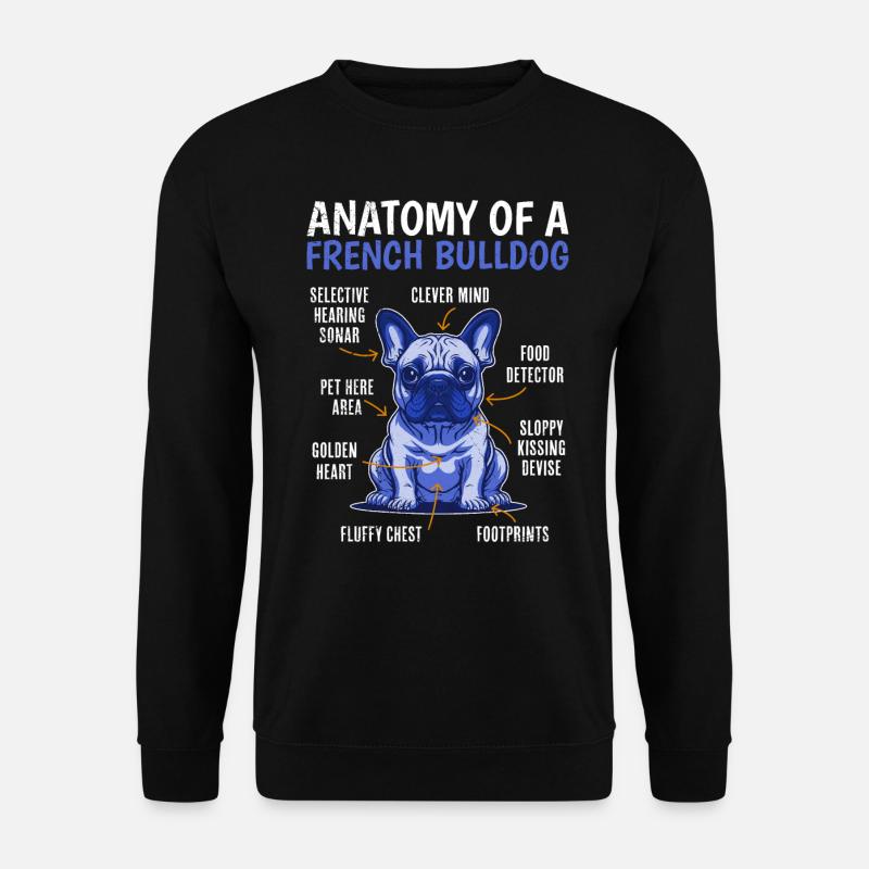 Anatomie d'un bouledogue français - Sweat-shirt Unisexe - noir