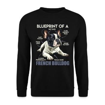 Frenchie owner BLUEPRINT OF A FRENCH BULLDOG - Unisex Sweatshirt - black - Front - Alina (178cm) & Michal (187cm)