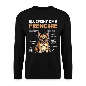 French Bulldog Blueprint of a Frenchie - Unisex Sweatshirt - black - Front - Alina (178cm) & Michal (187cm)