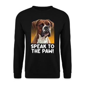 Boxeur allemand PARLEZ AVEC LA PATTE ! Chien boxeur - Sweat-shirt Unisexe - noir - Devant - Alina (178cm) & Michal (187cm)