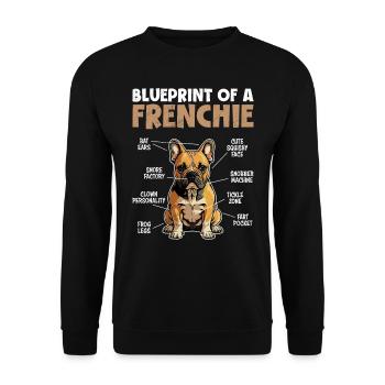French Bulldog Blueprint of a Frenchie - Unisex Sweatshirt - black - Front - Alina (178cm) & Michal (187cm)