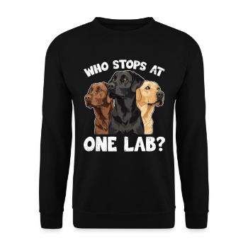 Drôle de Labrador QUI S'ARRÊTE DANS UN LABORATOIRE ? Labrador - Sweat-shirt Unisexe - noir - Devant - Alina (178cm) & Michal (187cm)