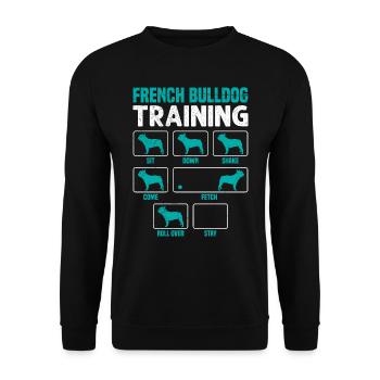Entraînement de bouledogue français Frenchie têtu - Sweat-shirt Unisexe - noir - Devant - Alina (178cm) & Michal (187cm)