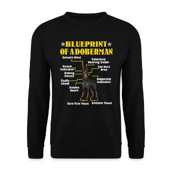 Doberman Dogs BLUEPRINT OF A DOBERMAN Funny - Unisex Sweatshirt - black - Front - Alina (178cm) & Michal (187cm)
