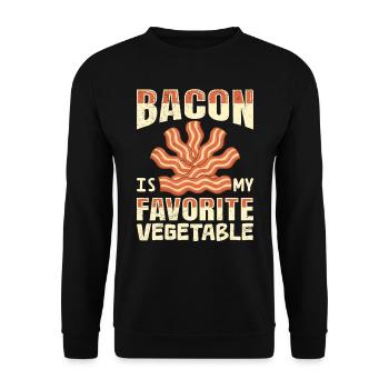 Anti Vegan Bacon is my Favorite Vegetable Lustiges - Unisex Sweatshirt - black - Front - Alina (178cm) & Michal (187cm)