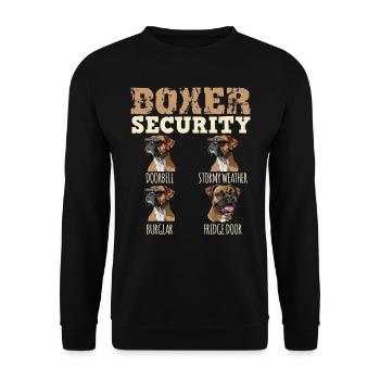 German Boxer Owner BOXER SECURITY Funny - Unisex Sweatshirt - black - Front - Alina (178cm) & Michal (187cm)