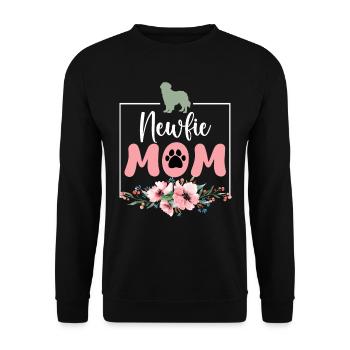 NEWFIE MOM Hundemama Neufundländer Hunde - Unisex Pullover - Schwarz - Vorne - Alina (178cm) & Michal (187cm)
