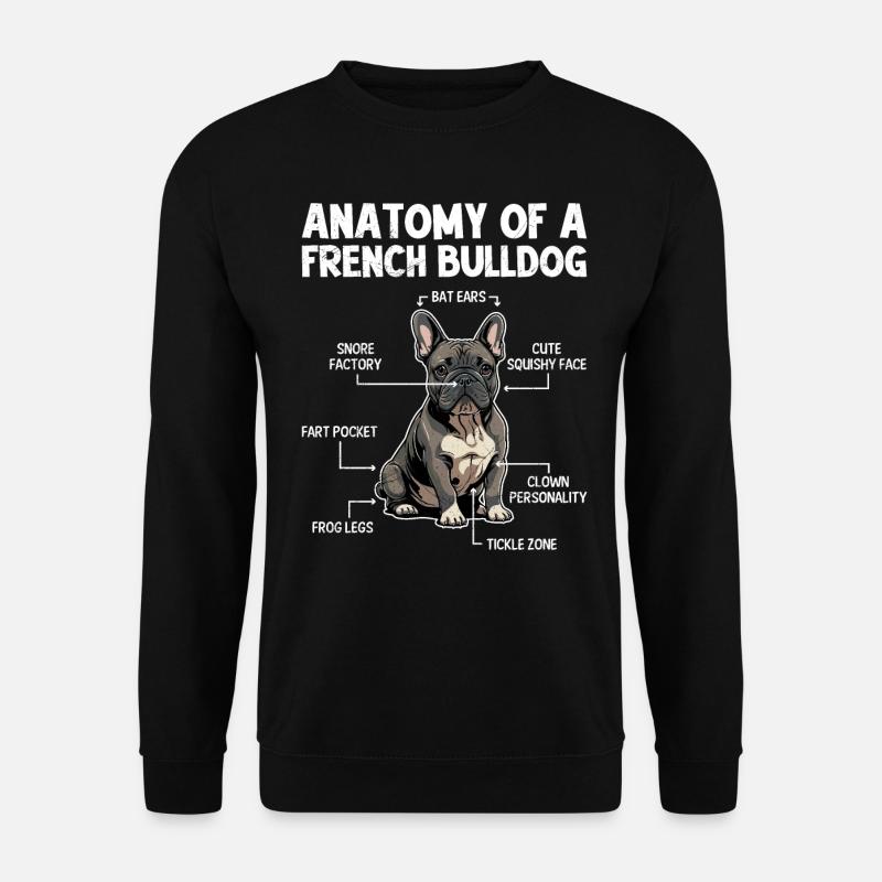 Anatomie einer Französischen Bulldogge - Unisex Pullover - Schwarz