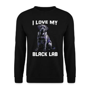 Labrador Liebhaber I LOVE MY BLACK LAB Schwarzer - Unisex Pullover - Schwarz - Vorne - Alina (178cm) & Michal (187cm)