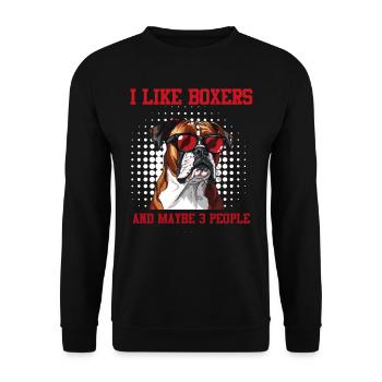Boxeur allemand J'AIME LES BOXEURS ET PEUT-ÊTRE 3 PERSONNES - Sweat-shirt Unisexe - noir - Devant - Alina (178cm) & Michal (187cm)