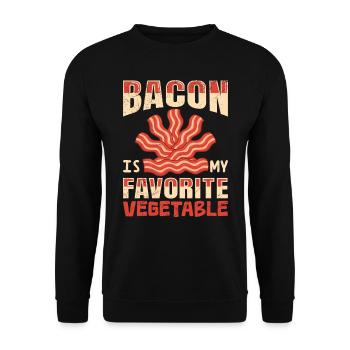 Anti Vegan Bacon is my Favorite Vegetable Funny - Unisex Sweatshirt - black - Front - Alina (178cm) & Michal (187cm)