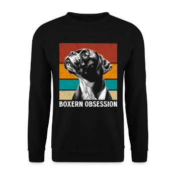 Deutscher Boxer BESESSEN VON BOXERN Lustiges - Unisex Pullover - Schwarz - Vorne - Alina (178cm) & Michal (187cm)