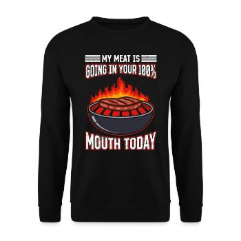 Barbecue Meat Lands in Your Mouth Today - Unisex Sweatshirt - black - Front - Alina (178cm) & Michal (187cm)