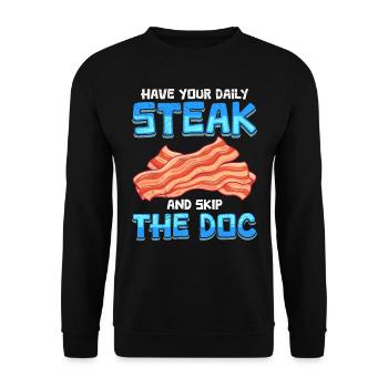 Anti-végétarien Prenez votre steak quotidien Évitez le doc - Sweat-shirt Unisexe - noir - Devant - Alina (178cm) & Michal (187cm)