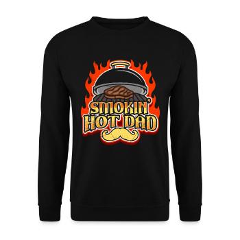 Grillmeister SMOKING HOT DAD Papa mangeur de viande - Sweat-shirt Unisexe - noir - Devant - Alina (178cm) & Michal (187cm)