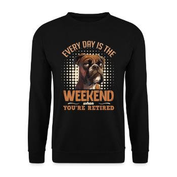 Boxeur allemand CHAQUE JOUR EST LE WEEK-END À LA RETRAITE - Sweat-shirt Unisexe - noir - Devant - Alina (178cm) & Michal (187cm)