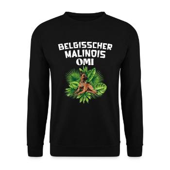 BELGISCHER MALINOIS OMI Belgischer Schäferhund - Unisex Pullover - Schwarz - Vorne - Alina (178cm) & Michal (187cm)