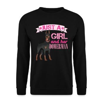 Chien Maman JUSTE UNE FILLE ET SON DOBERMAN Drôle - Sweat-shirt Unisexe - noir - Devant - Alina (178cm) & Michal (187cm)