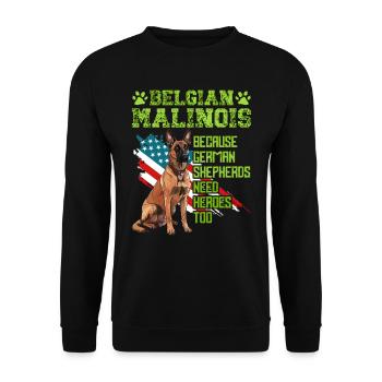 BELGIAN MALINOIS BECAUSE GERMAN SHEPHERDS NEED - Unisex Sweatshirt - black - Front - Alina (178cm) & Michal (187cm)