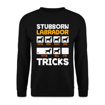 Propriétaire de Labrador ASTUCES DE LABRADOR TÊTU - Sweat-shirt Unisexe - noir - Devant - Alina (178cm) & Michal (187cm)
