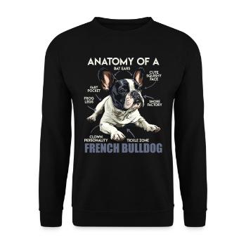 Frenchie Beisitzer Anatomy of a French Bulldogg - Unisex Pullover - Schwarz - Vorne - Alina (178cm) & Michal (187cm)