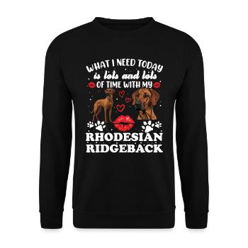 Rhodesian Ridgeback CE DONT J’AI BESOIN AUJOURD’HUI AMOUR ET - Sweat-shirt Unisexe - noir - Devant - Alina (178cm) & Michal (187cm)