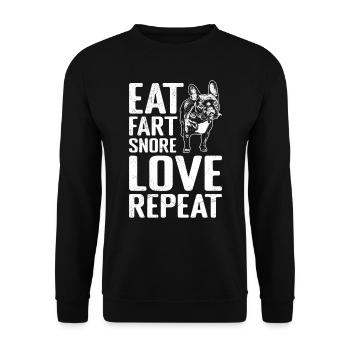 Funny French Bulldog Eat Fart Snore Love - Unisex Sweatshirt - black - Front - Alina (178cm) & Michal (187cm)