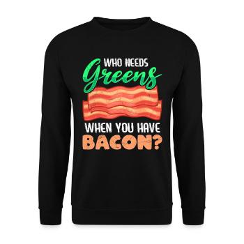 Drôle de mangeur de viande qui a besoin de légumes verts Avoir du bacon - Sweat-shirt Unisexe - noir - Devant - Alina (178cm) & Michal (187cm)