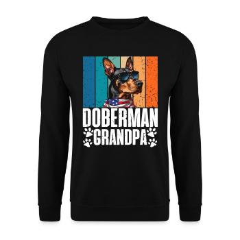 DOBERMAN GRANDPA Propriétaire de chien Vintage Vieux - Sweat-shirt Unisexe - noir - Devant - Alina (178cm) & Michal (187cm)