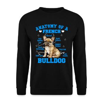 Frenchie Fanartikel Anatomy of a French Bulldog - Unisex Pullover - Schwarz - Vorne - Alina (178cm) & Michal (187cm)