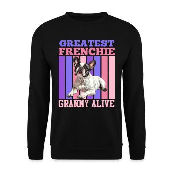 Bouledogue français Plus grande grand-mère Frenchie - Sweat-shirt Unisexe - noir - Devant - Alina (178cm) & Michal (187cm)