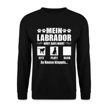 Labrador MON LABRADOR ÉCOUTE LE MOT Drôle - Sweat-shirt Unisexe - noir - Devant - Alina (178cm) & Michal (187cm)