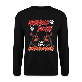 Dobermanns RIEN NE BAT LA VIE AVEC LES DOBERMANS - Sweat-shirt Unisexe - noir - Devant - Alina (178cm) & Michal (187cm)