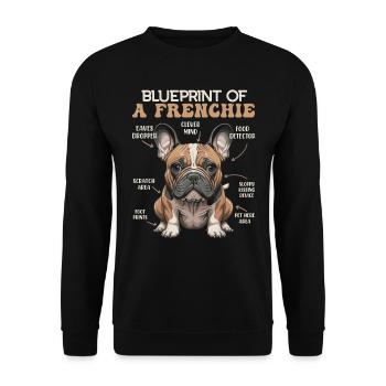 Bulldog owner BLUEPRINT OF A FRENCHIE - Unisex Sweatshirt - black - Front - Alina (178cm) & Michal (187cm)