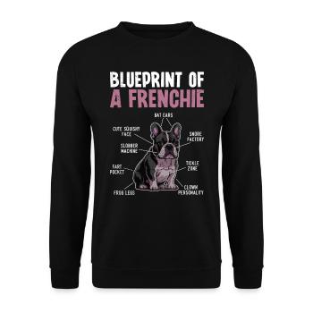 French Bulldog Blueprint of a Frenchie - Unisex Sweatshirt - black - Front - Alina (178cm) & Michal (187cm)