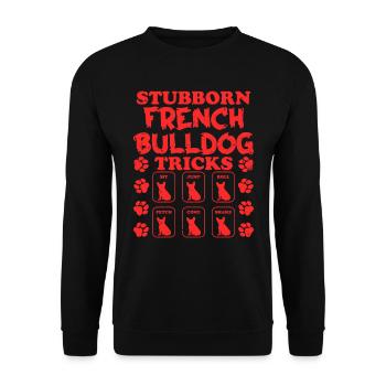 Funny Frenchie TOURS DE BOULEDOGUE FRANÇAIS TÊTU - Sweat-shirt Unisexe - noir - Devant - Alina (178cm) & Michal (187cm)