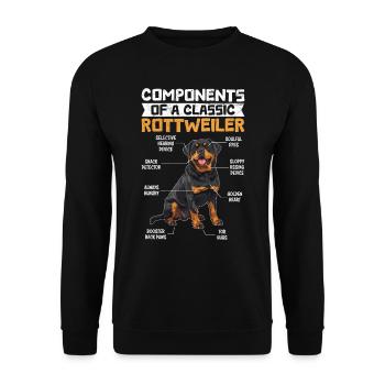 Rottweiler Besitzer COMPONENTS OF A CLASSIC ROTTIE - Unisex Pullover - Schwarz - Vorne - Alina (178cm) & Michal (187cm)