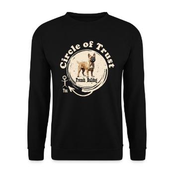 Frenchie Owner CIRCLE OF TRUST Funny Bull - Unisex Sweatshirt - black - Front - Alina (178cm) & Michal (187cm)