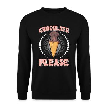 Labrador Besitzer CHOCOLATE PLEASE Brauner - Unisex Pullover - Schwarz - Vorne - Alina (178cm) & Michal (187cm)