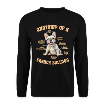 Frenchie Fan Merchandise Anatomy of a French Bulldog - Unisex Sweatshirt - black - Front - Alina (178cm) & Michal (187cm)