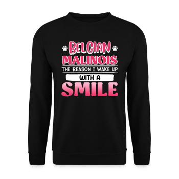 BERGER BELGE JE ME RÉVEILLE AVEC LE SOURIRE - Sweat-shirt Unisexe - noir - Devant - Alina (178cm) & Michal (187cm)